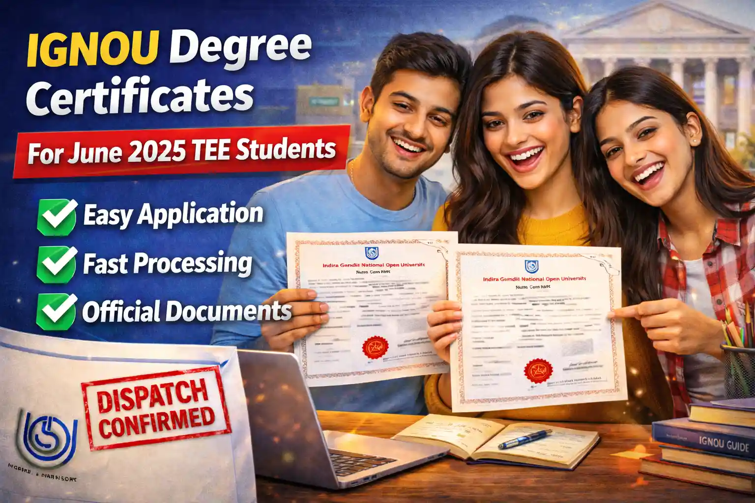 IGNOU Degree Certificates For June 2025 TEE Students