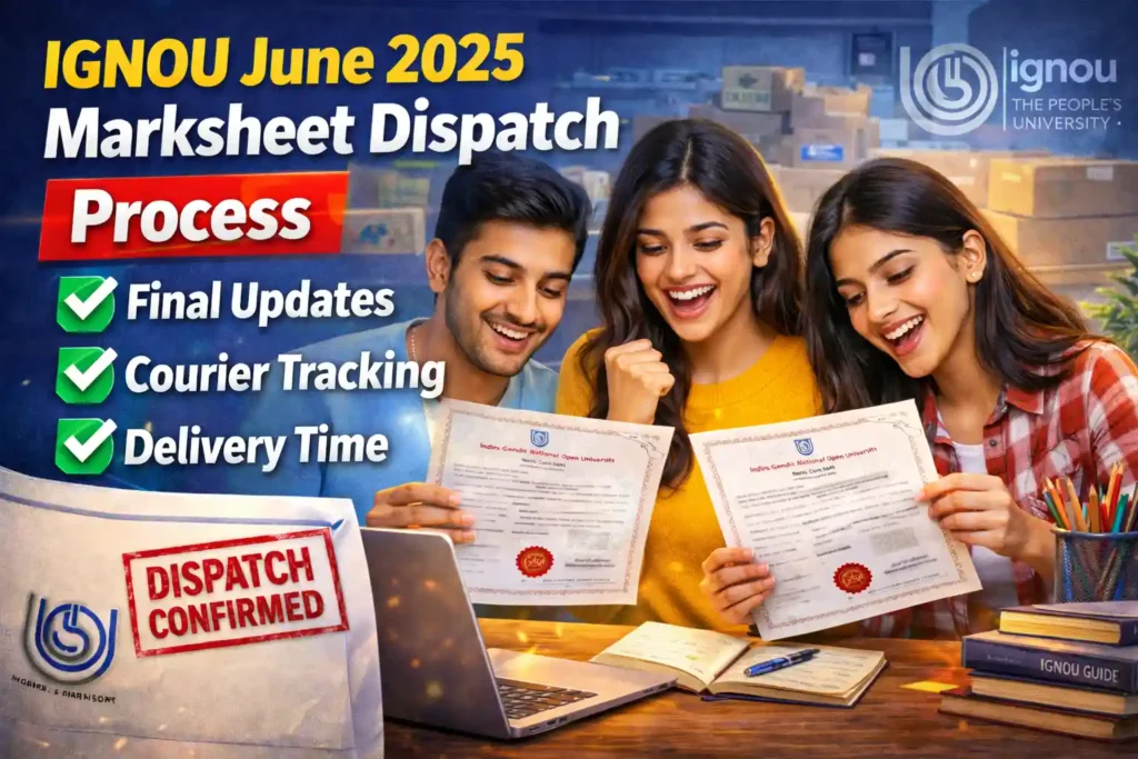 IGNOU June 2025 Marksheet Dispatch Process Guide